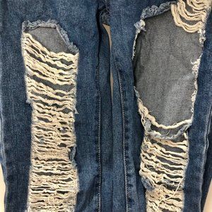 Distressed Medium Wash Mom Jeans